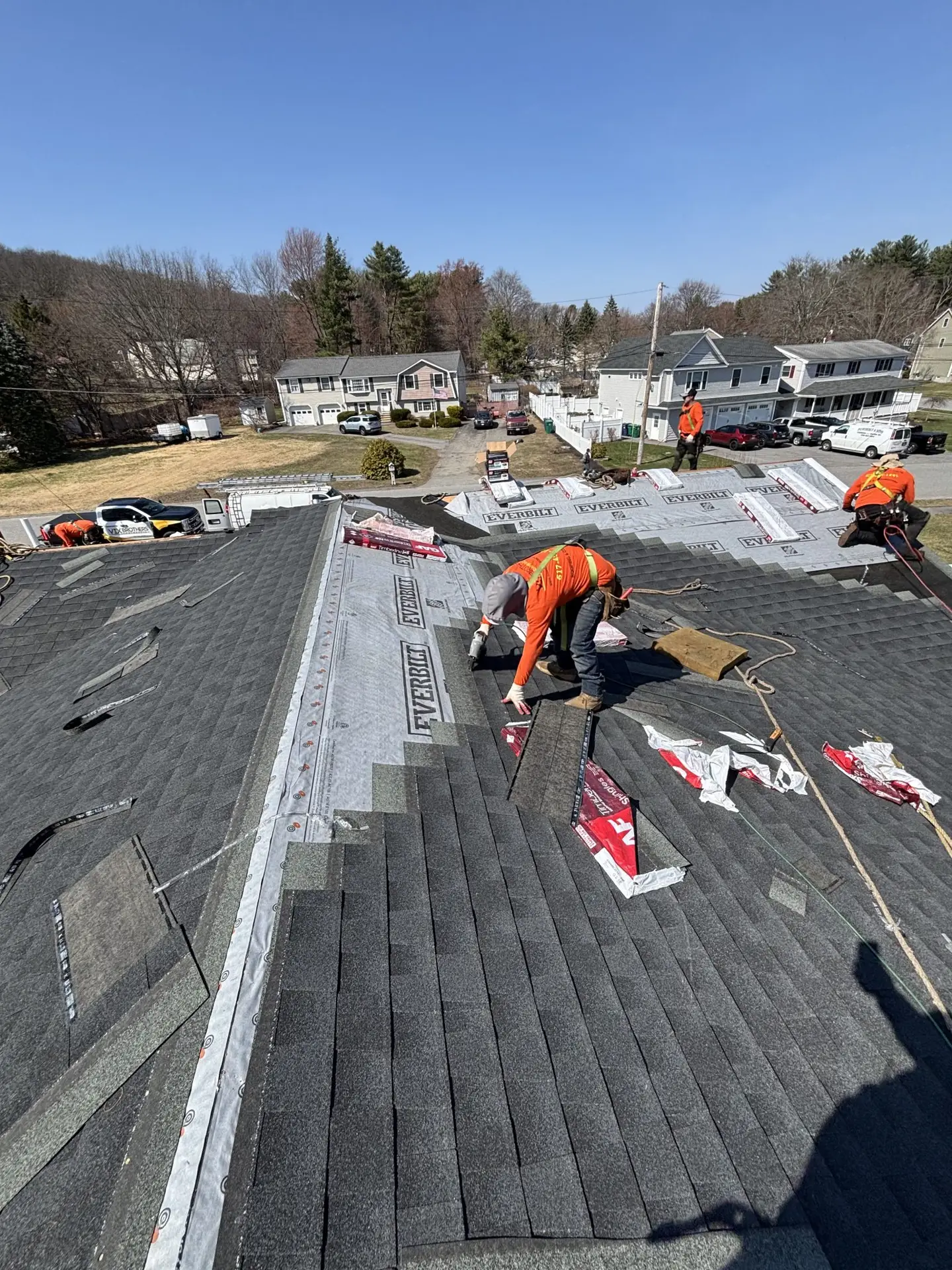 Roof services being done by experts of Vix Brothers Contracting